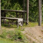 Hohe Drops auf "Northshore Trail" im Bikepark Steinach